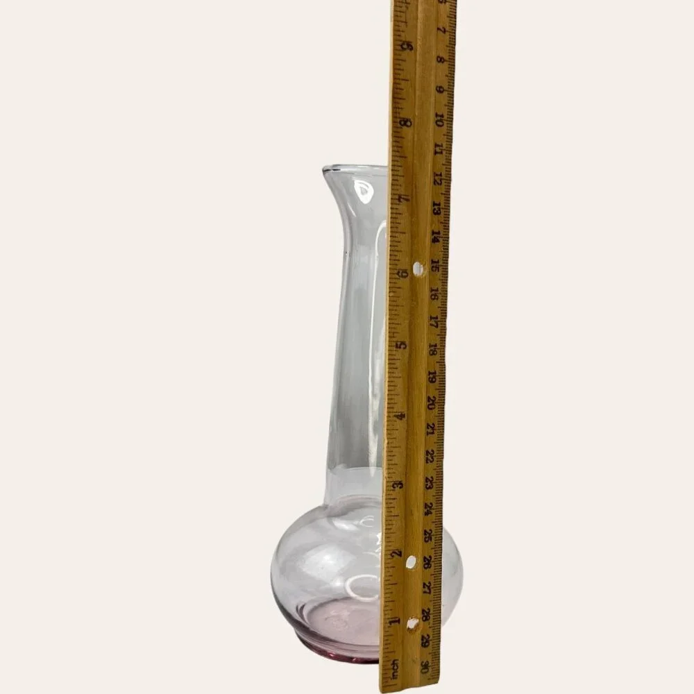 Blush Glass Vase With Round Base And Flared Neck - 10.5 Inches Tall